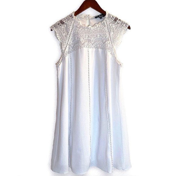 LULU's White Hey Doll Ivory Lace Shift Mini Dress, Medium - Picture 2 of 10